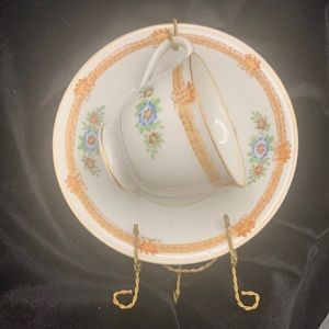 Occupied Japan Tea cup and Saucer on vintage wire hanger